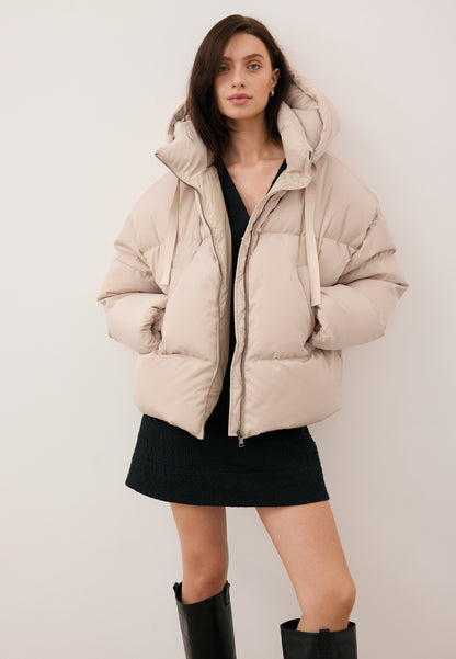 Beige oversized down jacket YOKO