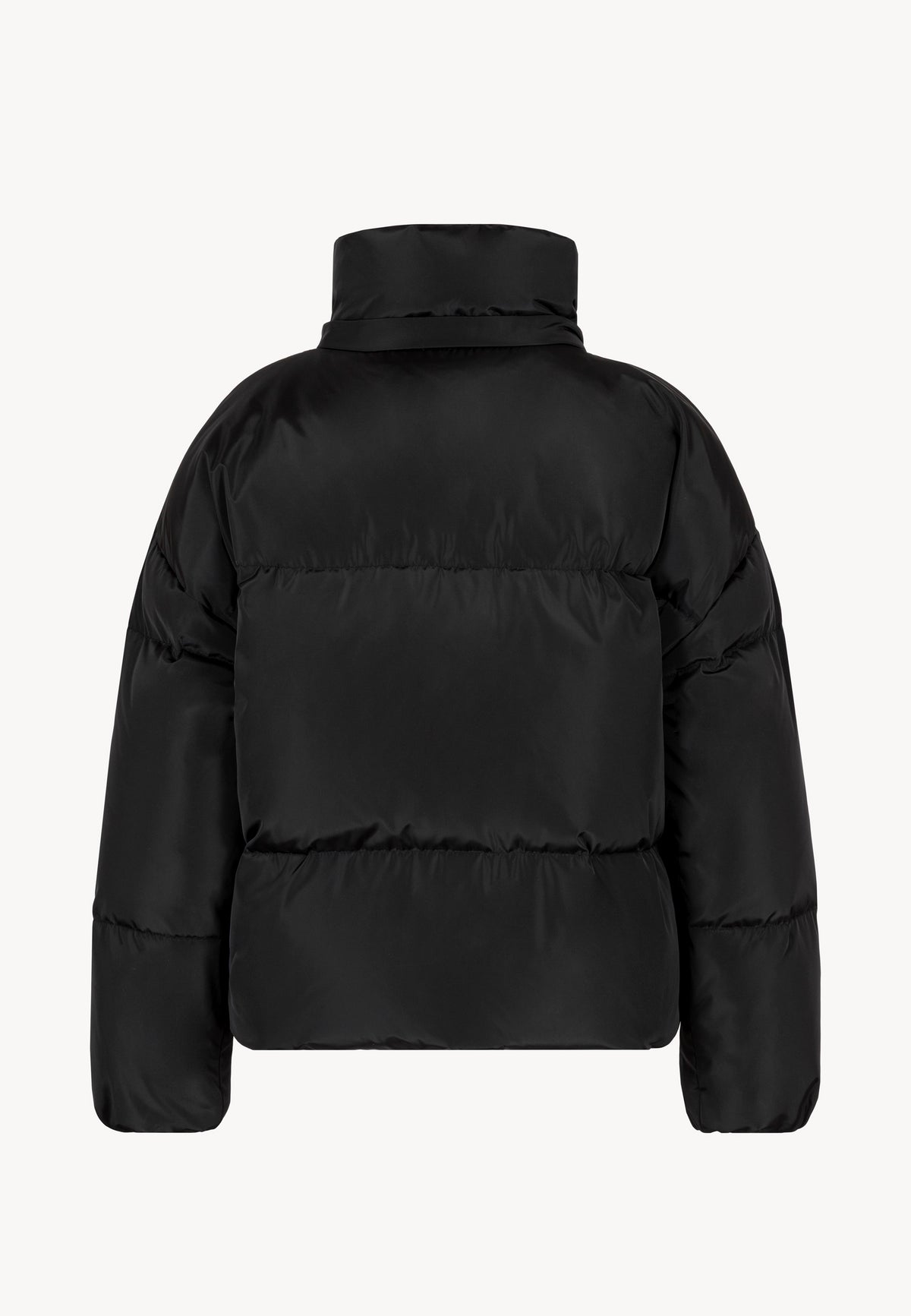Back view of the YOKO down jacket with detachable hood.