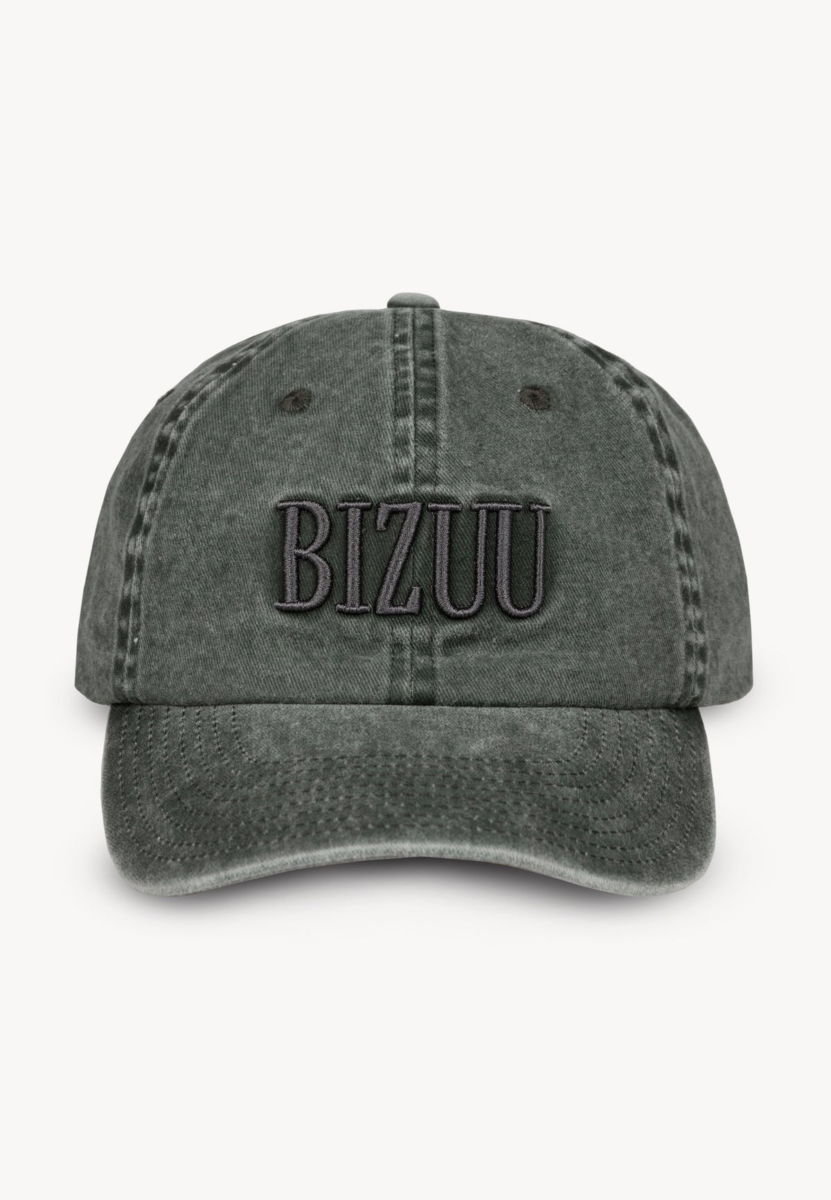 Gray ZANE cap with embroidered BIZUU logo.