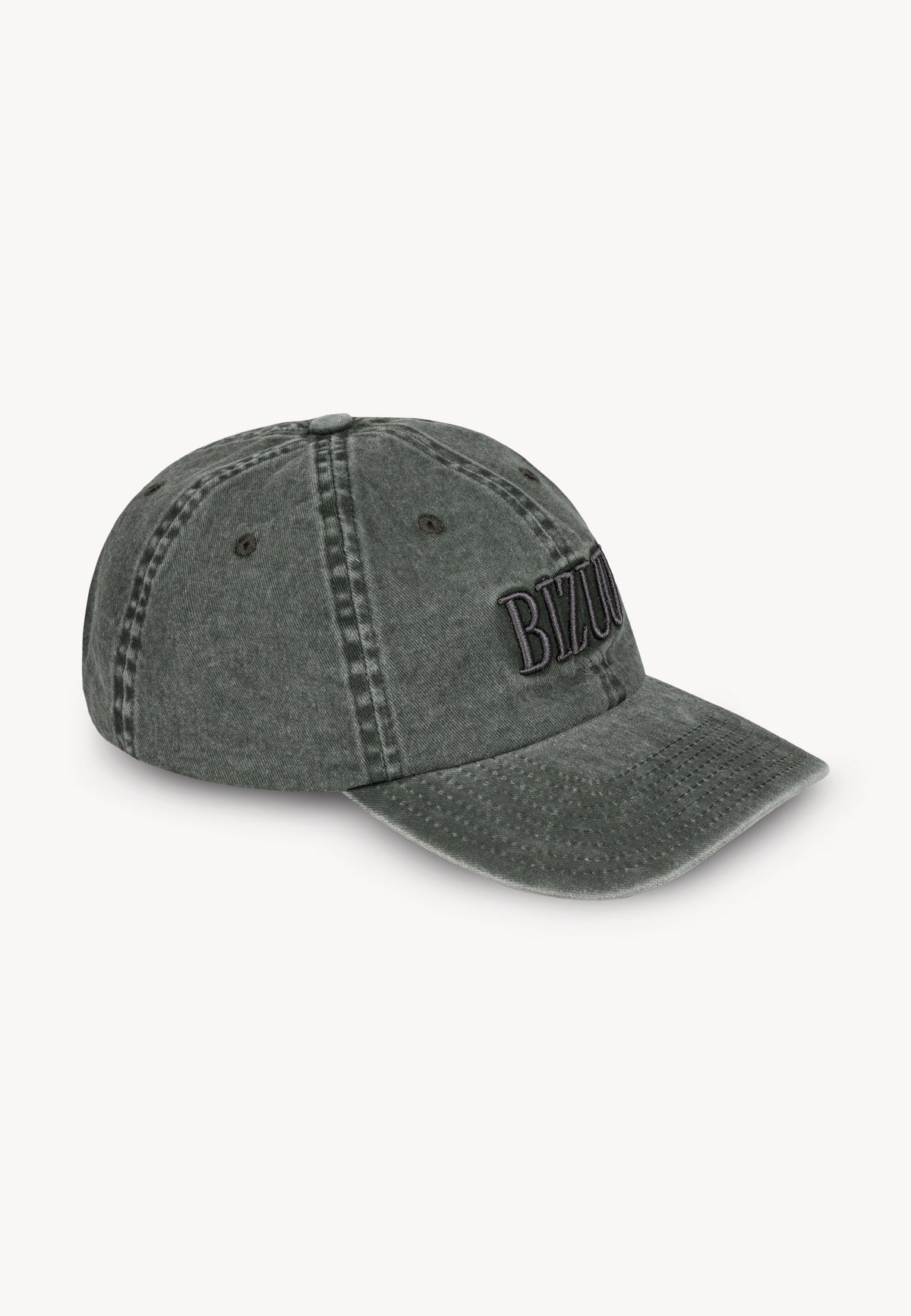 Gray ZANE cap with logo placed at an angle.