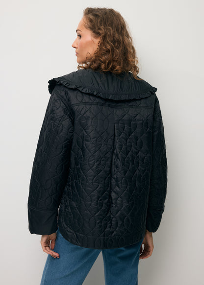 Black quilted jacket with a decorative collar ZANNI