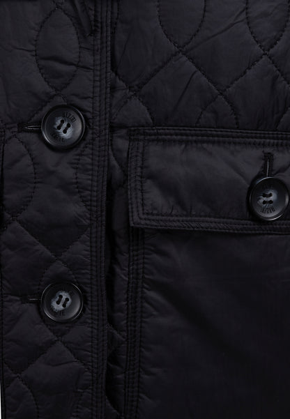 Black quilted jacket with a decorative collar ZANNI