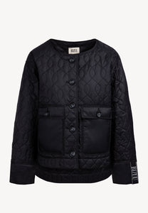 Black quilted jacket with a decorative collar ZANNI