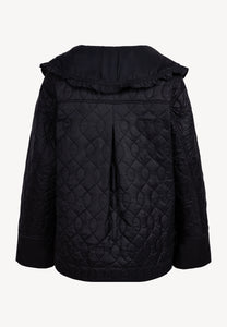 Black quilted jacket with a decorative collar ZANNI