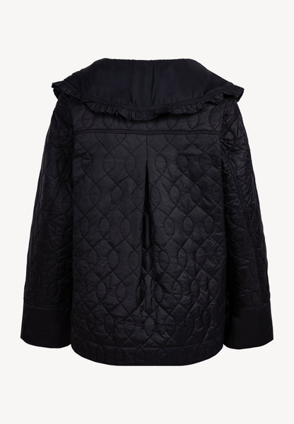 Black quilted jacket with a decorative collar ZANNI