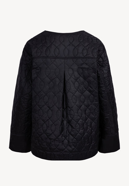 Black quilted jacket with a decorative collar ZANNI