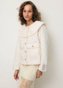 Cream quilted jacket with a decorative collar ZANNI