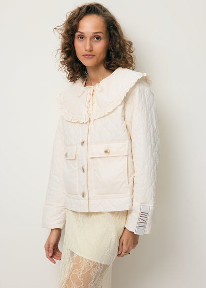 Cream quilted jacket with a decorative collar ZANNI
