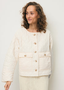 Cream quilted jacket with a decorative collar ZANNI