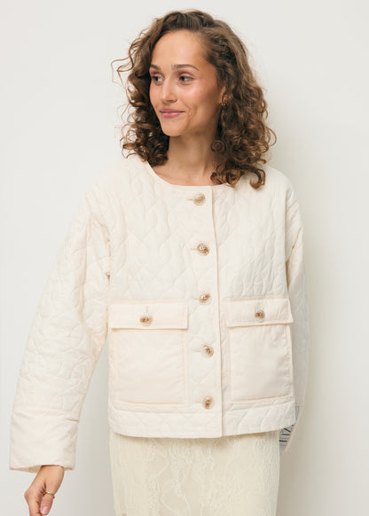 Cream quilted jacket with a decorative collar ZANNI