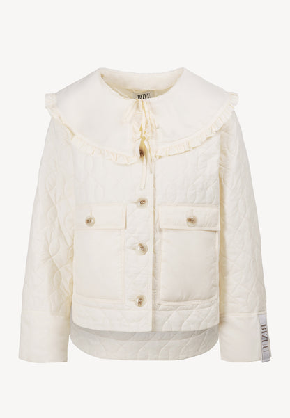 Cream quilted jacket with a decorative collar ZANNI