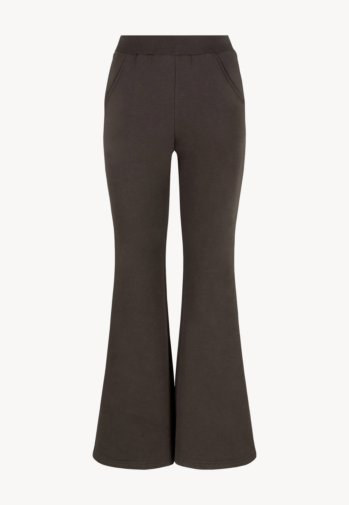 Brown ZEIA wide-leg sweatpants.