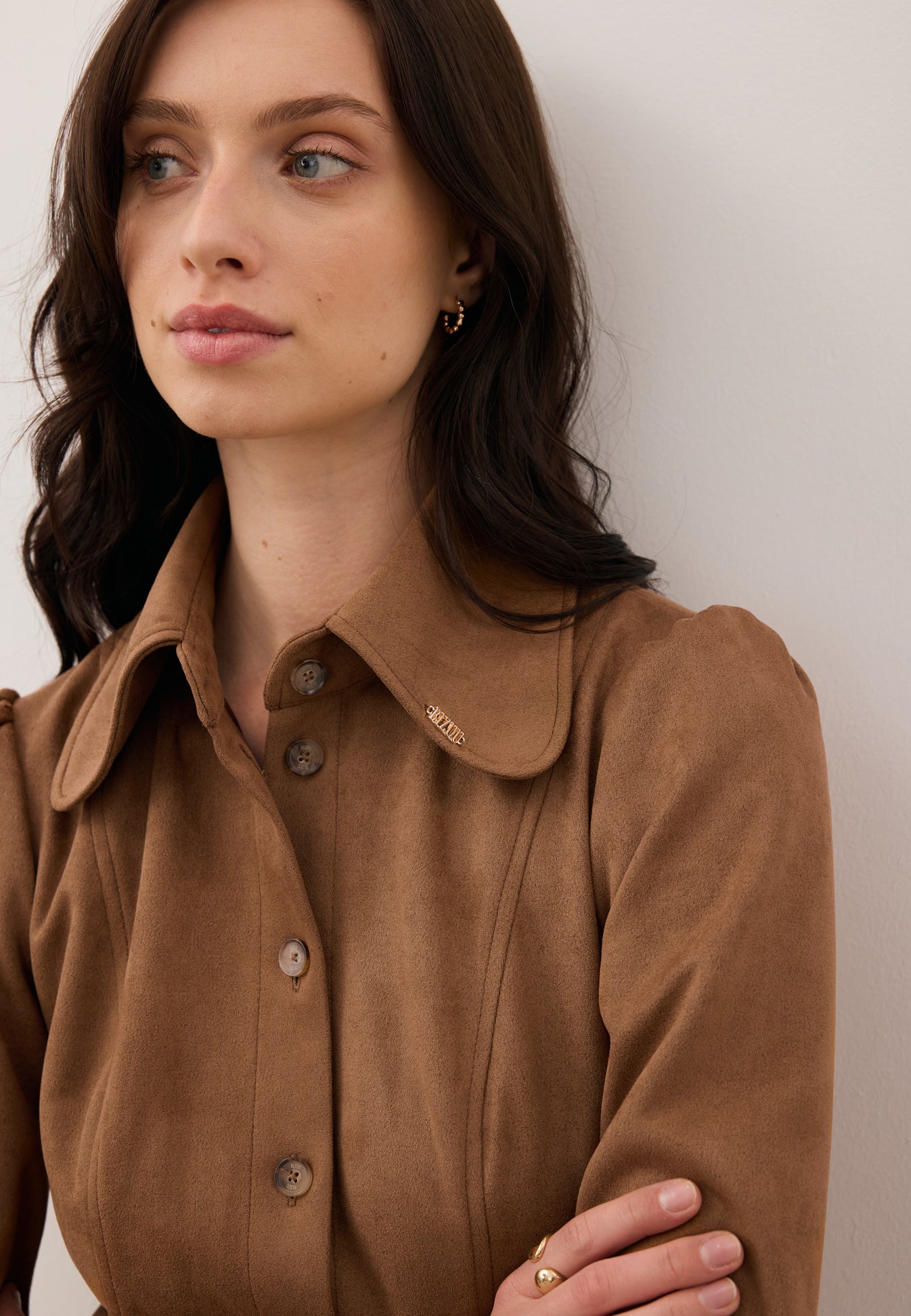 Brown suede dress ZORELLE – Bizuu