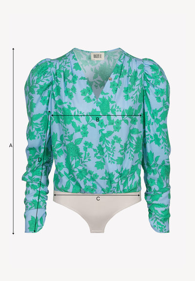 Blue wrap floral bodysuit ALIBA