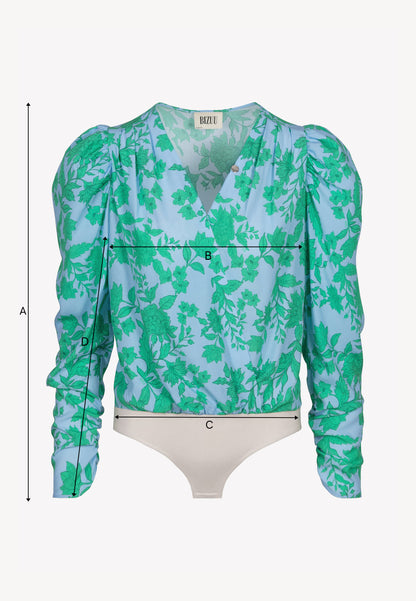 Blue wrap floral bodysuit ALIBA