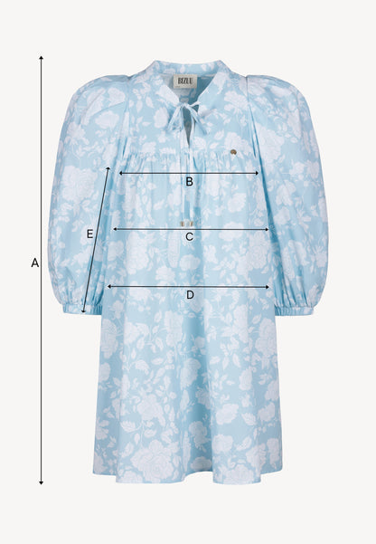 Light blue mini dress with a flared hem AYOTE