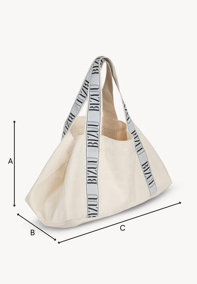 BAGO cream mini shopper bag with logoed stripe