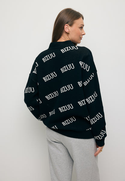 Black oversized button-up cardigan KYLE