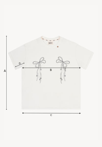 BOW cream T-shirt with bow print