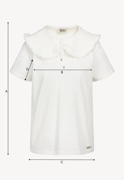 Creamy T-shirt with decorative collar CUTIE