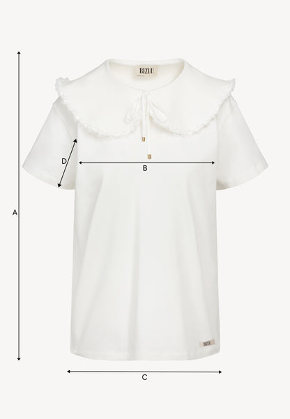 Creamy T-shirt with decorative collar CUTIE