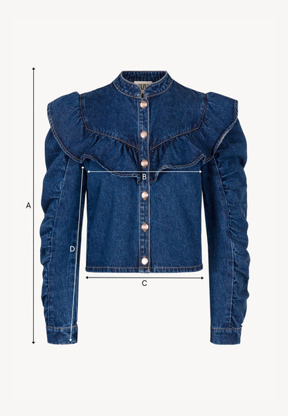 Navy blue denim shirt with stand-up collar DILETTA