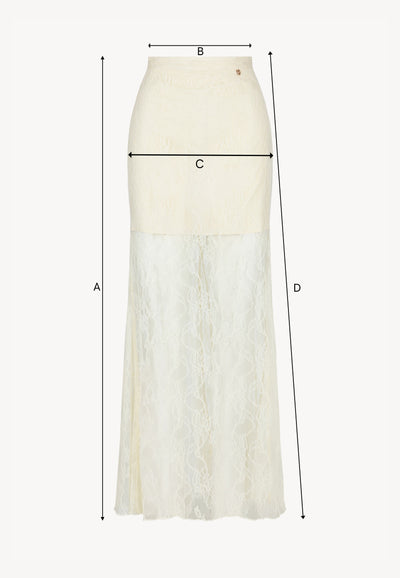 A cream FLACE lace skirt.