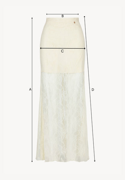 A cream FLACE lace skirt.