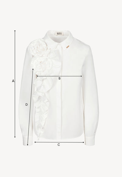 White shirt with decorative flowers FLOWYA