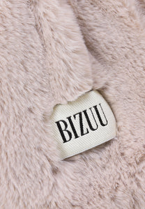 Beige FLUFFY scarf with a branded label