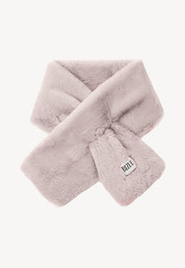 Beige FLUFFY scarf with a branded label