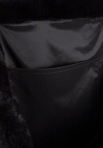 Black faux fur bag FUZZY with branded tape.