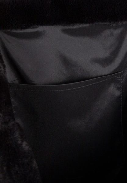 Black faux fur bag FUZZY with branded tape.