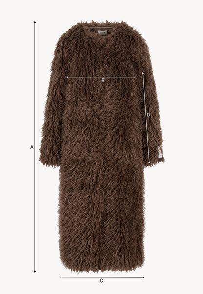 Brown long-hair faux fur GENUA coat.