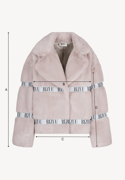Beige GREGORIA short faux fur coat with branded side stripes