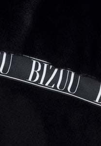 Black GREGORIA short faux fur coat with branded side stripes