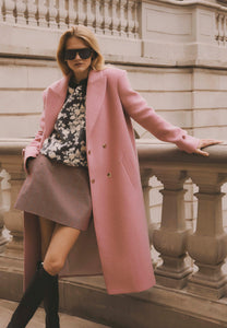 Pink classic coat with decorative bows ERICE