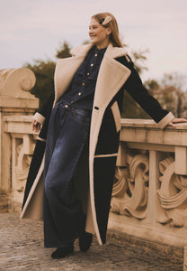 Black MAFARA maxi shearling coat