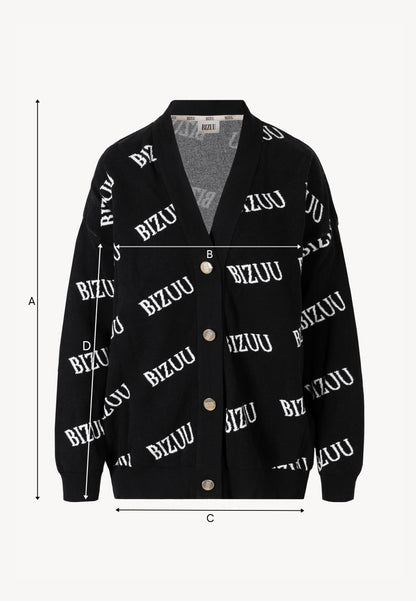 KYLE button-down logo cardigan, black