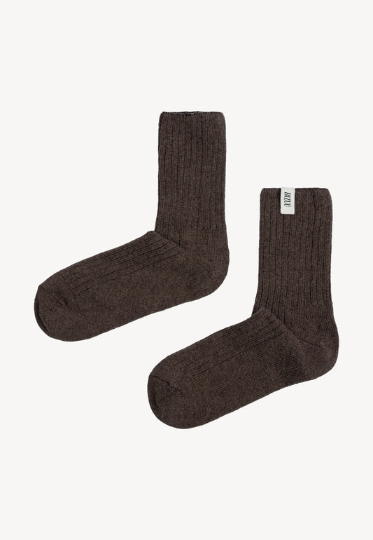 LANA wool socks in brown