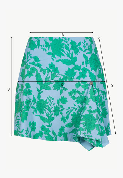 Blue floral mini skirt LANNIL