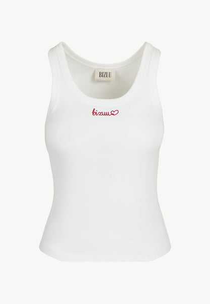 Cream top with bizuu LOVIE embroidery