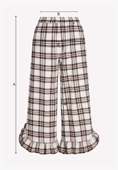 Checkered trousers with a ruffle on the leg MELLA
