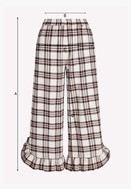 Checkered trousers with a ruffle on the leg MELLA
