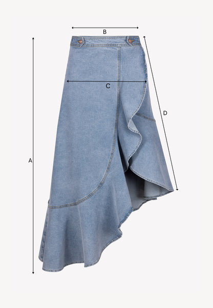 Blue NIIA denim skirt with a ruffle