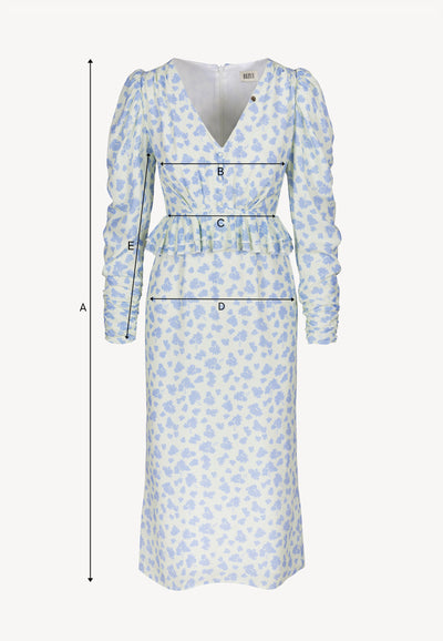 Cream midi dress with a floral print NOEMIE