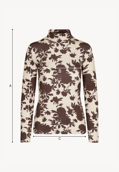 Cream turtleneck with author's OWAKA floral print