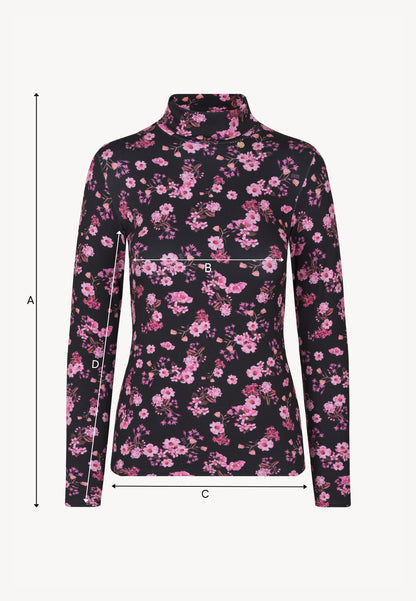 Tight-Fit Turtleneck with OWAKA Signature Print – Black