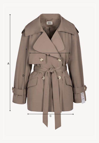 Short double-breasted trench coat RACHY in taupe