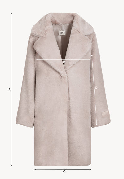 Beige ROMA women’s faux fur coat with logo detail on the sleeve